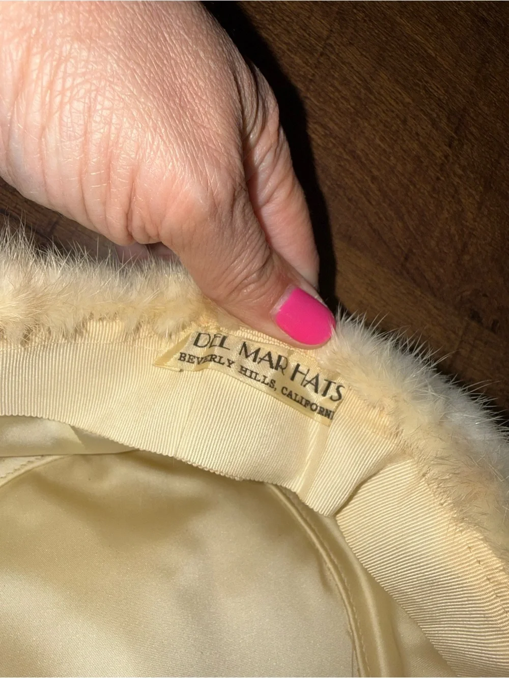 vintage cream fur hat closely resembles 1960s pillbox genuine mink